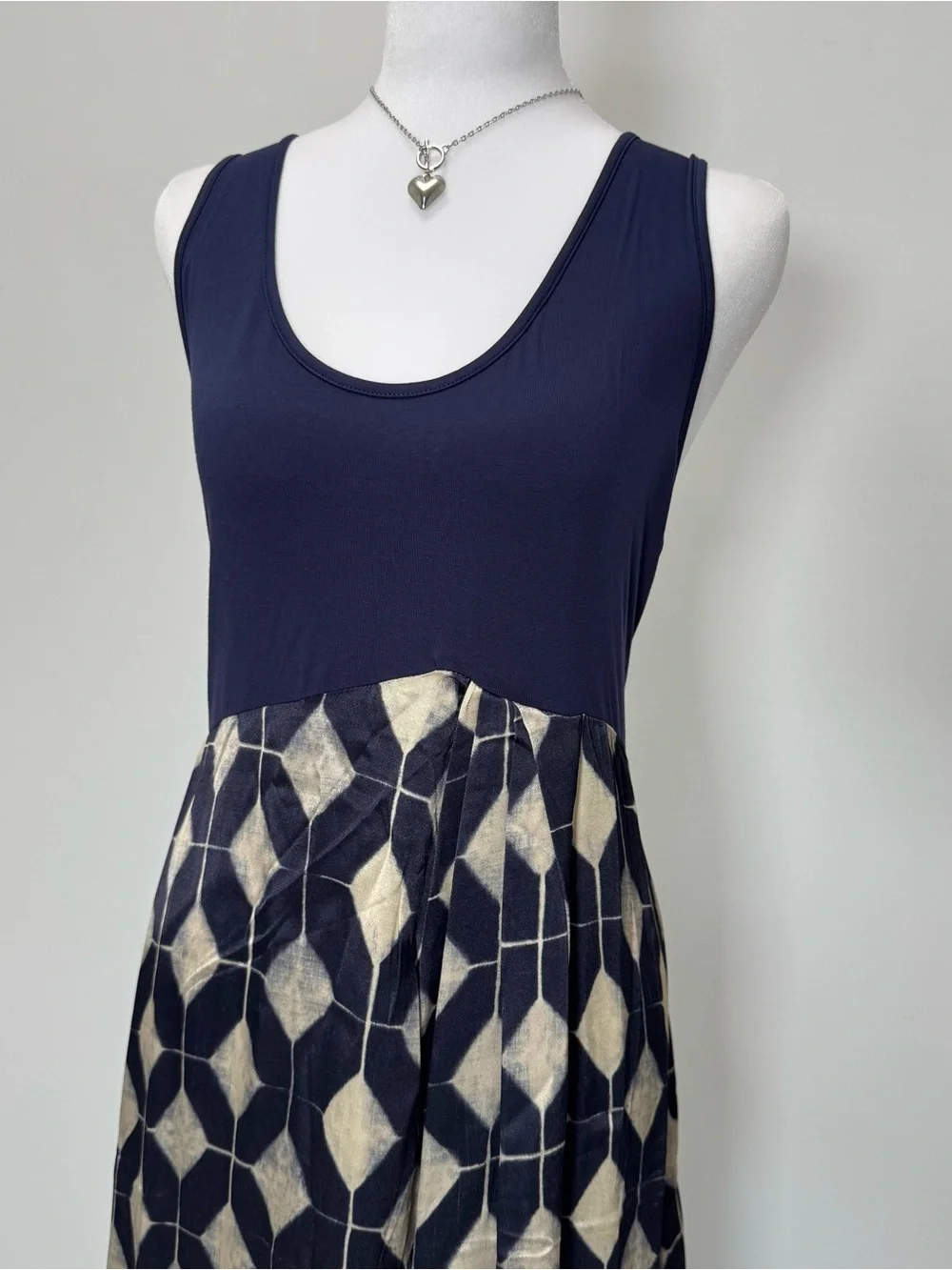 Anthropologie Boho Coastal Twofer Maxi Sweater Dress NWT XL Navy Geometric